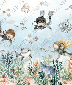 Papel para paredes Buceo Fondo Marino