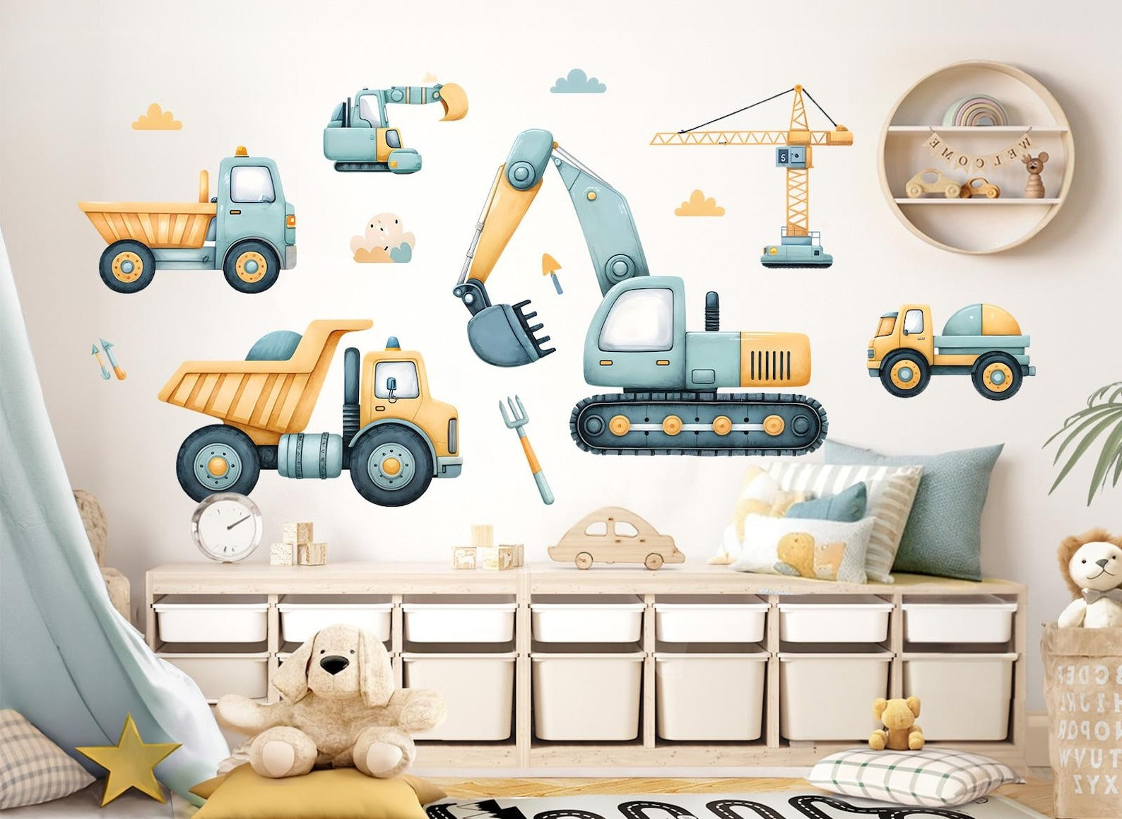 Vinilos decorativos Adhesivos infantiles de Pared  Conjunto Vehiculos