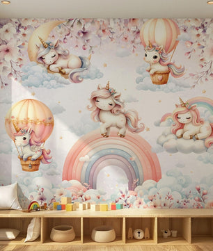 Papel para paredes Unicornios en el cielo
