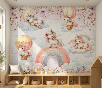 Papel para paredes Unicornios en el cielo