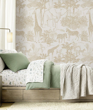 Papel para paredes con bocetos de animales safari vintage