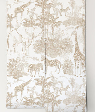 Papel para paredes con bocetos de animales safari vintage