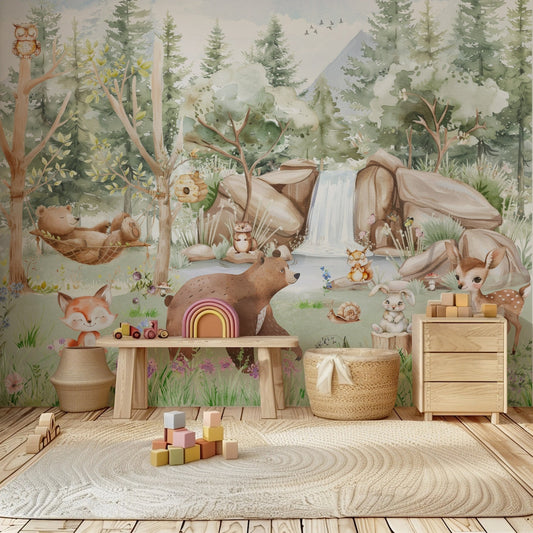 Papel para paredes arte de pared de animales del bosque