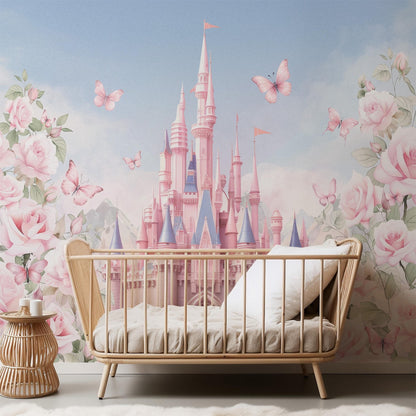 Papel para paredes Castillo con flores