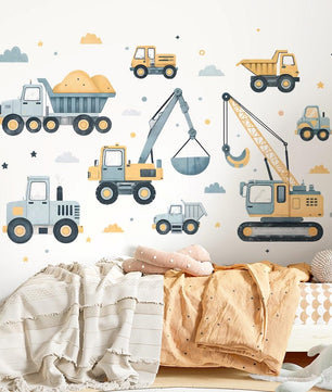 Vinilos decorativos Adhesivos infantiles de Pared  Conjunto Vehiculos