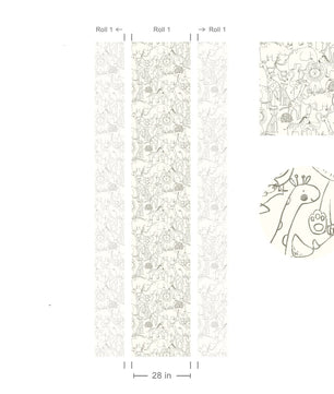 Papel para paredes con bocetos de animales de safari