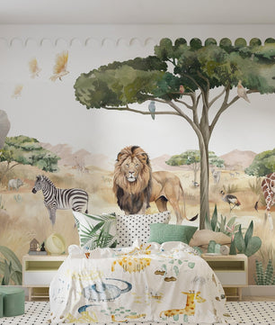 Papel para paredes Animales de safari nursery