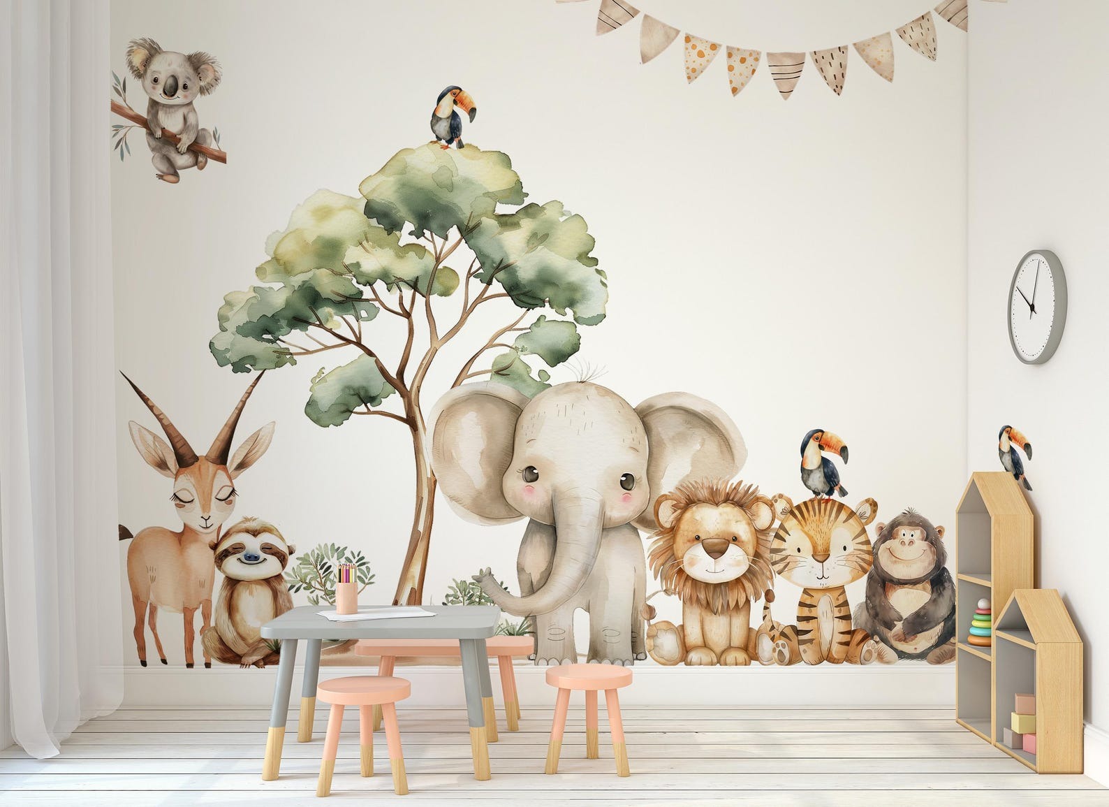 Vinilos decorativos Adhesivos infantiles de Pared  Conjunto de animales modelos variados