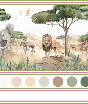 Papel para paredes Animales de safari nursery