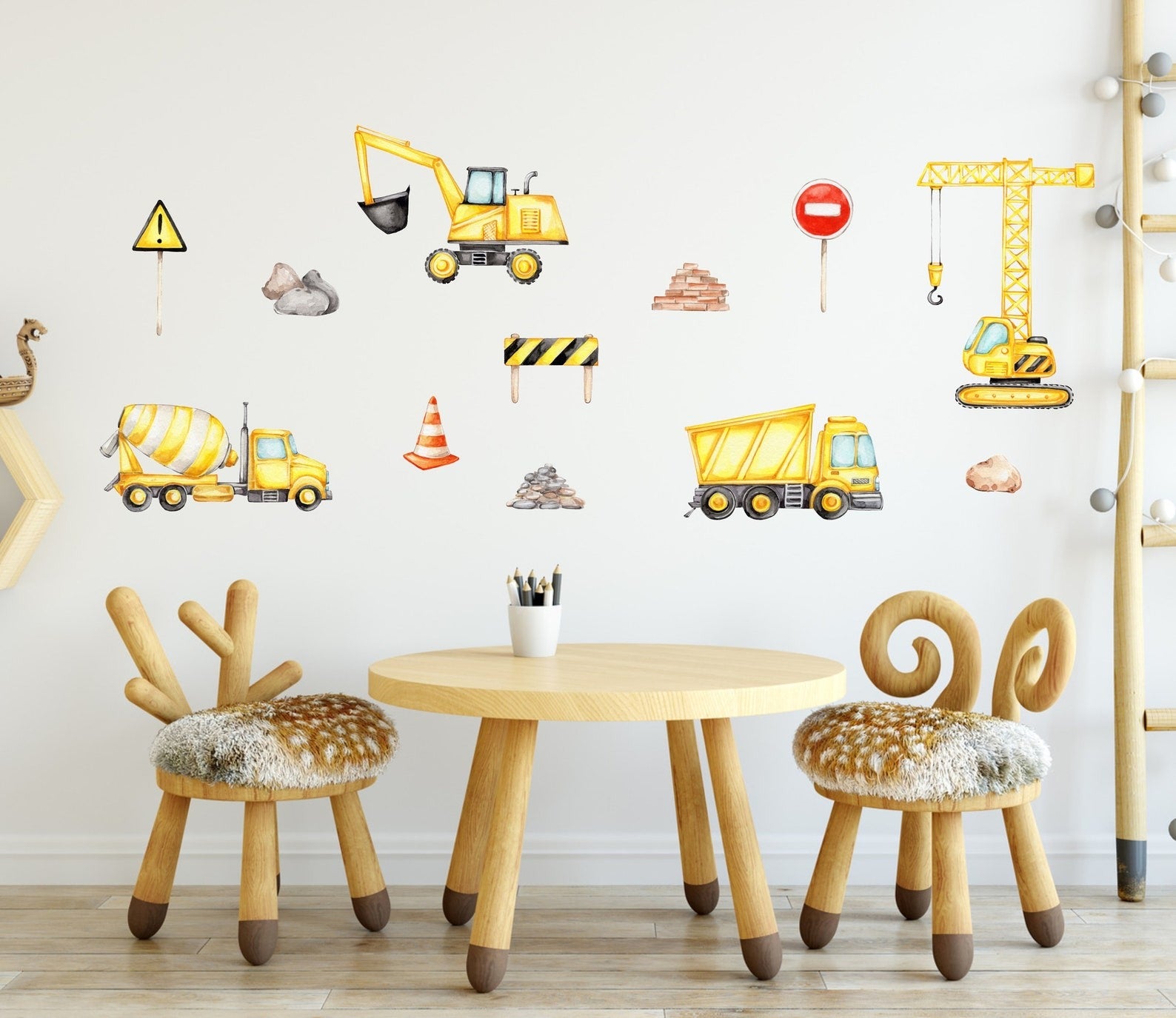 Vinilos decorativos Adhesivos infantiles de Pared  Conjunto Vehiculos