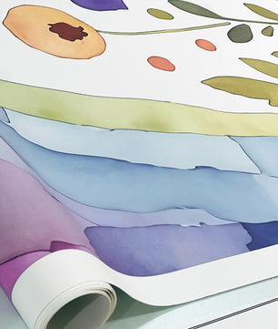 Papel para paredes Arcoiris con flores acuarela