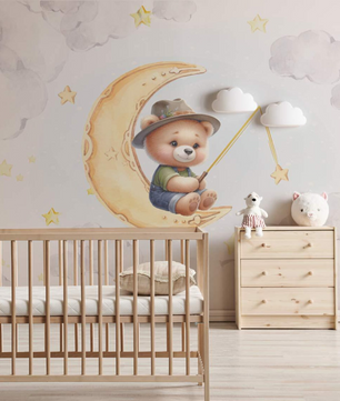 Papel para paredes Osito Pescador de Estrellas