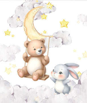 Papel para paredes Osito en Columpio con Conejo