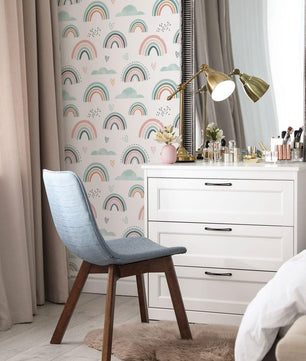 Papel para paredes mosaico Arcoiris verde menta