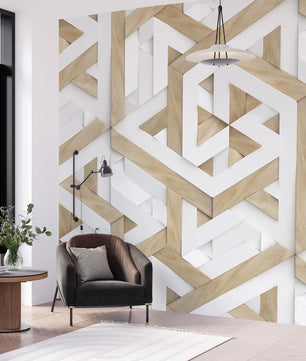 Papel para paredes MAdera 3D triangulos