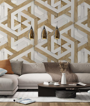 Papel para paredes MAdera 3D triangulos