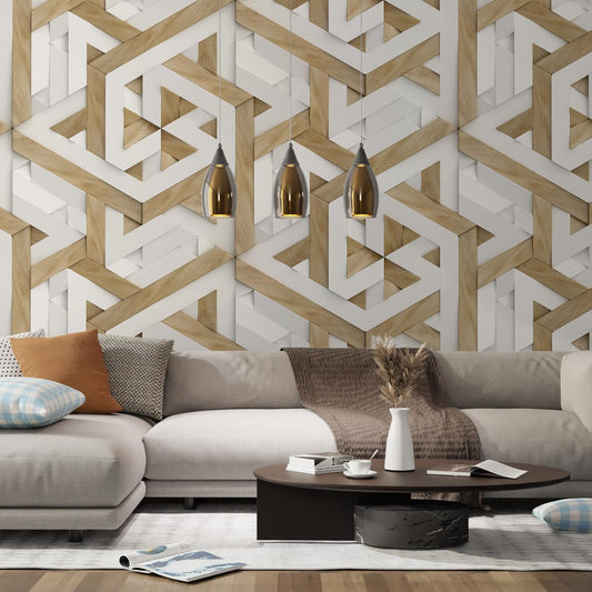 Papel para paredes MAdera 3D triangulos