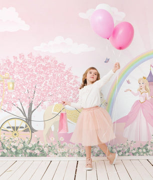 Papel para paredes Castillo Princesas y caballo