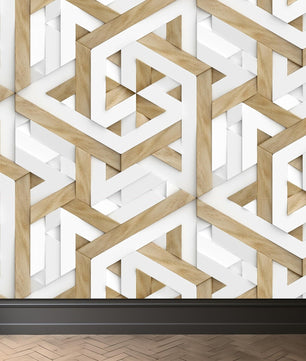 Papel para paredes MAdera 3D triangulos