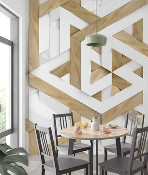Papel para paredes MAdera 3D triangulos