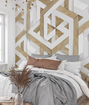 Papel para paredes MAdera 3D triangulos