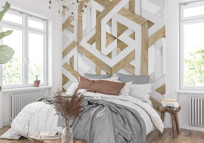 Papel para paredes MAdera 3D triangulos