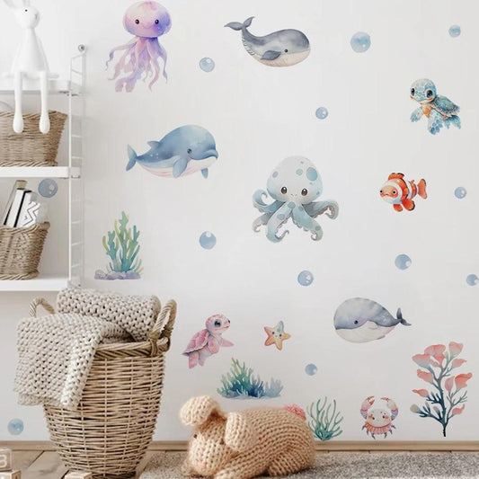 Vinilos decorativos Adhesivos infantiles de Pared animales marinos infantiles
