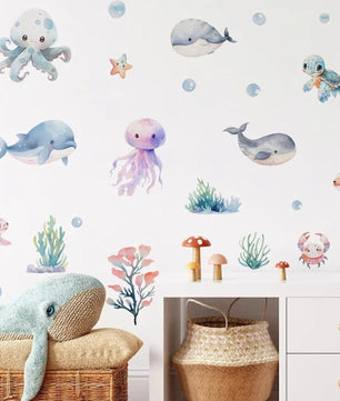 Vinilos decorativos Adhesivos infantiles de Pared animales marinos infantiles