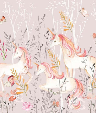 Papel para paredes Unicornio en el Bosque en Acuarela