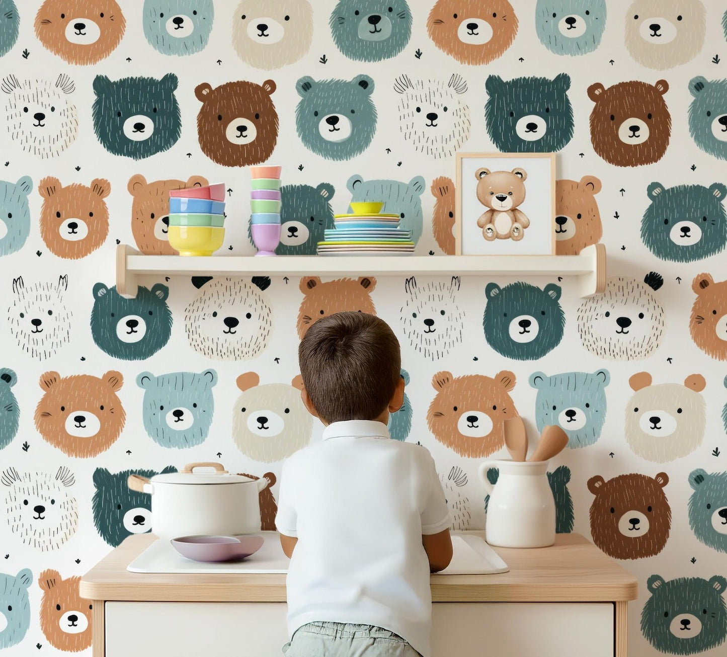 Papel para paredes Osos Mosaico 2