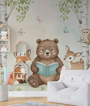 Papel para paredes Oso Lector