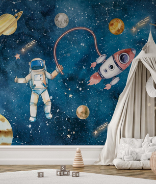 Papel para paredes astronauta espacial acuarela