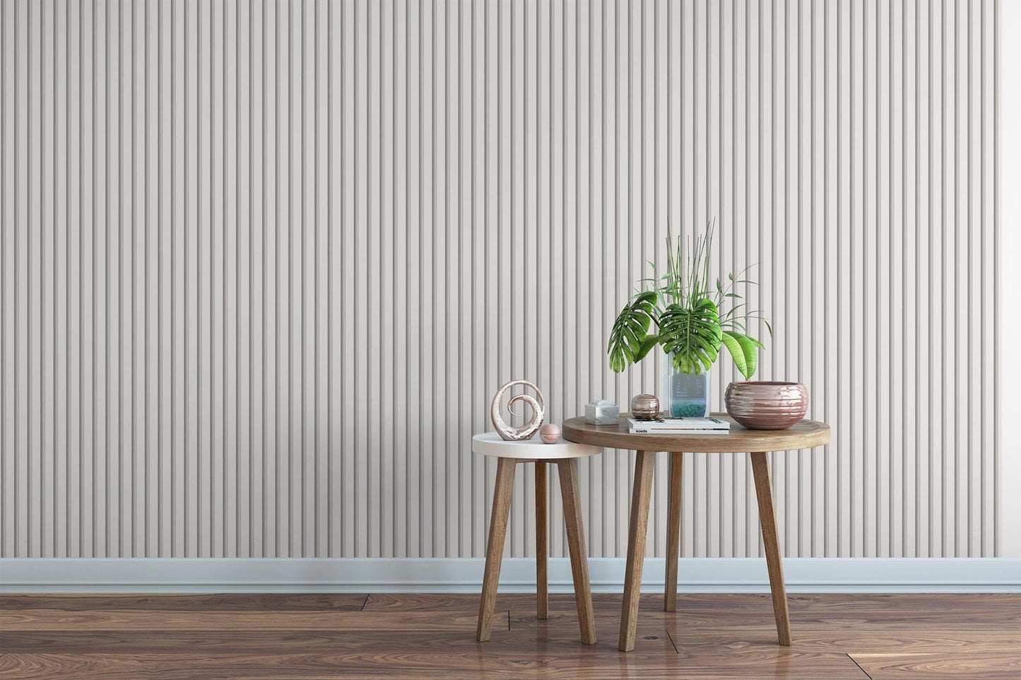 Papel para paredes Lineas de Madera Blanca