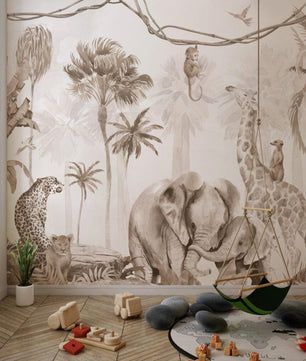 Papel para paredes Beige animales