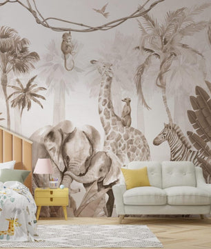 Papel para paredes Beige animales