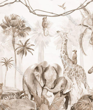 Papel para paredes Beige animales