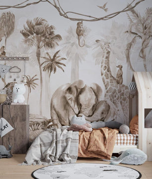 Papel para paredes Beige animales