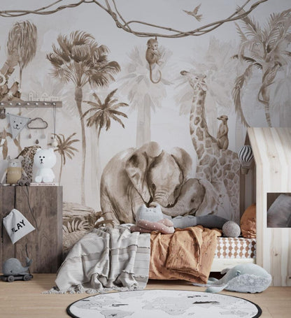 Papel para paredes Beige animales