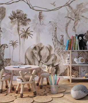 Papel para paredes Beige animales