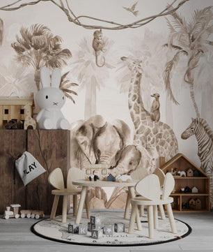 Papel para paredes Beige animales