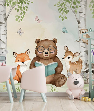 Papel para paredes Oso Lector