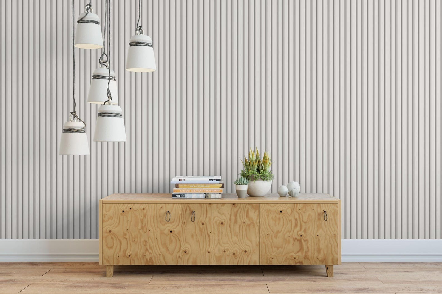 Papel para paredes Lineas de Madera Blanca