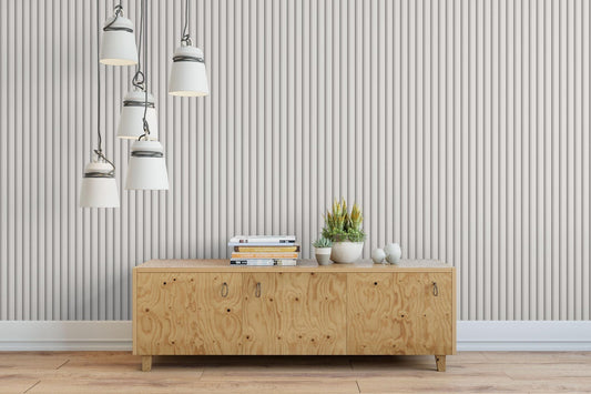 Papel para paredes Lineas de Madera Blanca