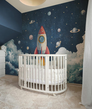 Papel para paredes Cohete despegando acuarela