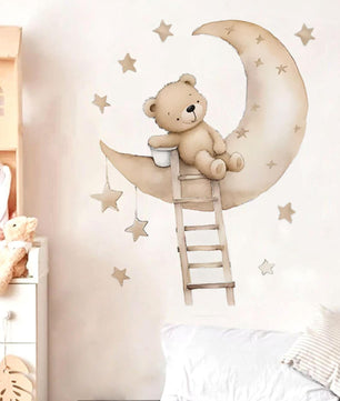 Vinilos decorativos Adhesivos infantiles de Pared de oso en luna escalera