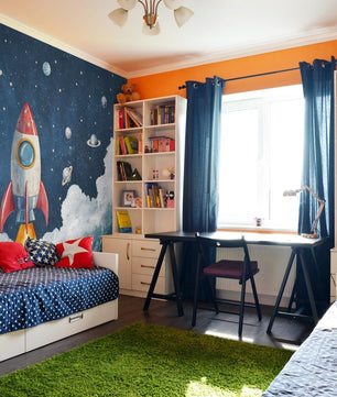 Papel para paredes Cohete despegando acuarela