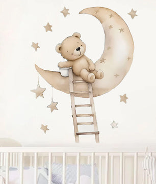 Vinilos decorativos Adhesivos infantiles de Pared de oso en luna escalera