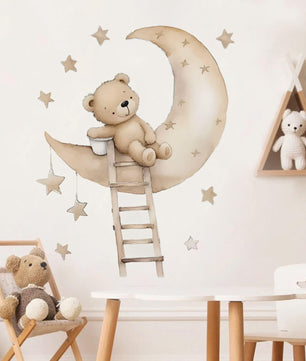 Vinilos decorativos Adhesivos infantiles de Pared de oso en luna escalera