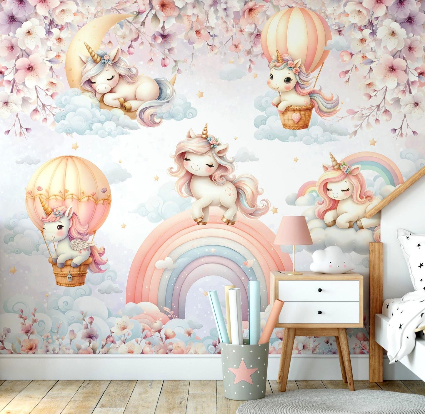 Papel para paredes Unicornios en el cielo