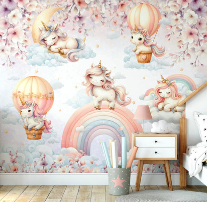 Papel para paredes Unicornios en el cielo